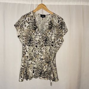 Animal Print Peplum Shirt Size XL